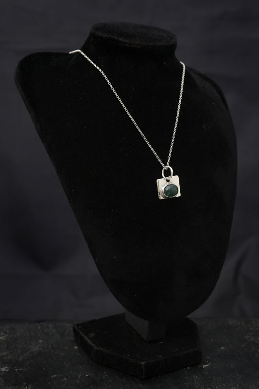 Moss Agate Bezel Set Pendant