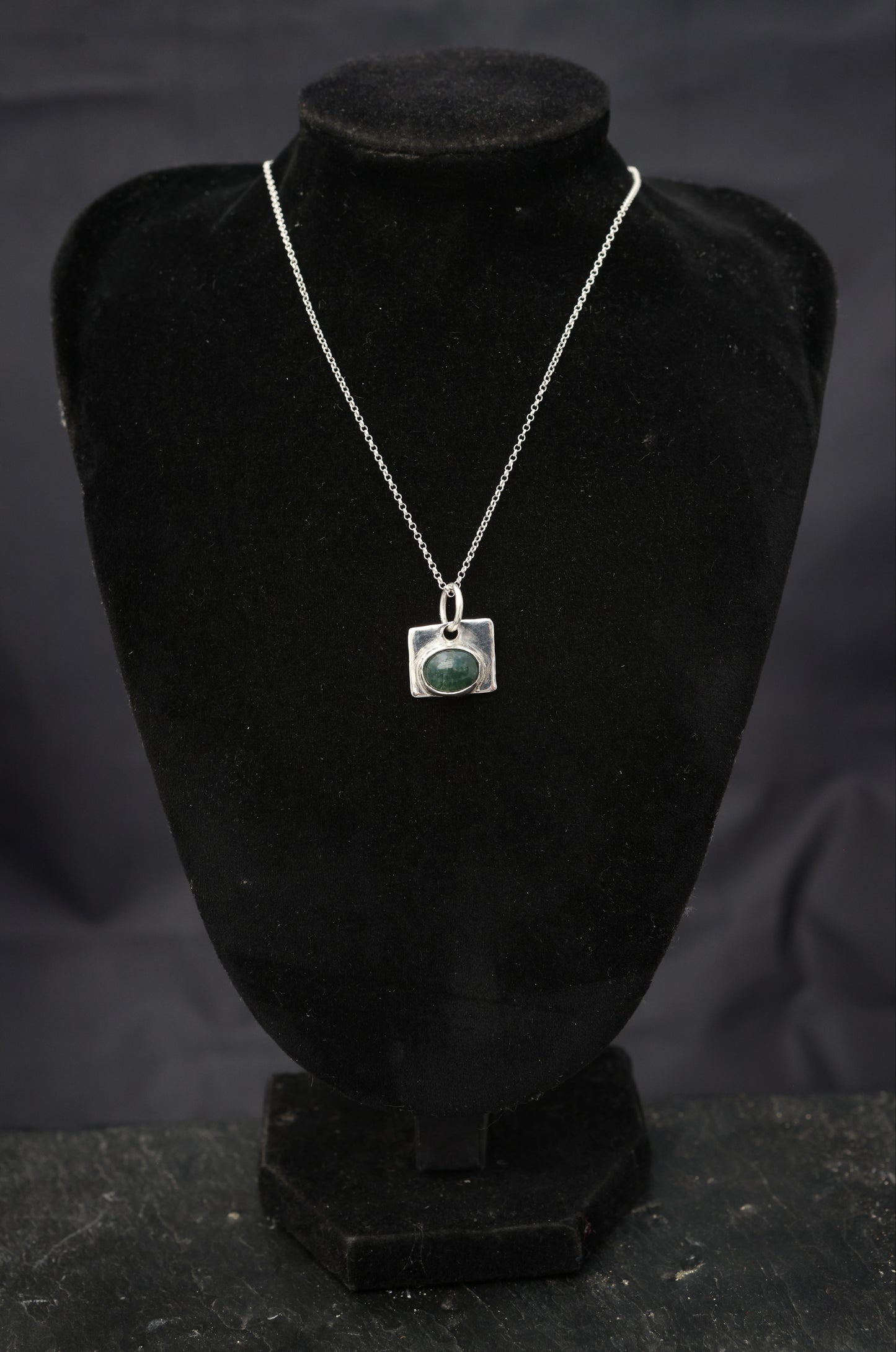 Moss Agate Bezel Set Pendant