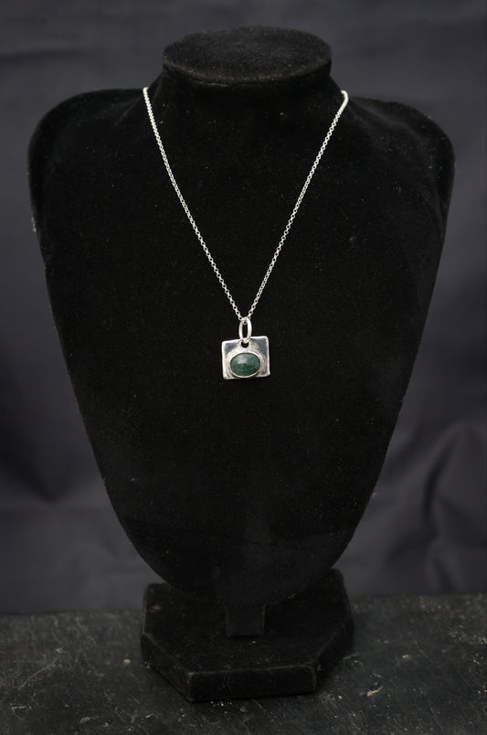 Moss Agate Bezel Set Pendant