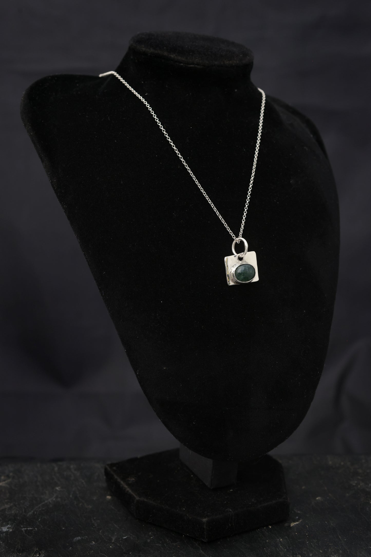 Moss Agate Bezel Set Pendant